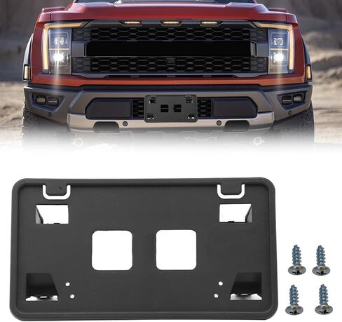 دعامة إطار لوحة الترخيص الأمامية متوافقة مع Ford F150 2021 2022 3.3L 5.0L، مجموعة تركيب حامل إطار الترخيص الأسود، استبدال # ML3Z-17A385-AB in Kuwait