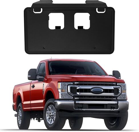 دعامة إطار لوحة الترخيص الأمامية متوافقة مع Ford F150 2021 2022 3.3L 5.0L، مجموعة تركيب حامل إطار الترخيص الأسود، استبدال # ML3Z-17A385-AB in Kuwait
