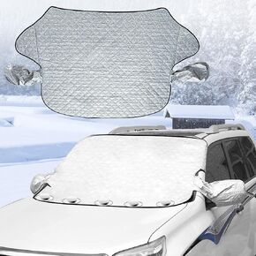 Miytsya Windshield Snow Ice Cover Winter Frost Cover for Car Wind-Proof Magnetic Edge Keeps Ice Snow Frost Off Fits Most Vehicle Silver #4 (57"*47")