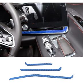 CHEAYAR Soft 3D Real Carbon Fiber Car Dashboard Panel Trim Sticker Trim Compatible with Corvette C8 Stingray Z06 Z51 2020 2021 2022 2023 Interior Center Console Kit (Black)