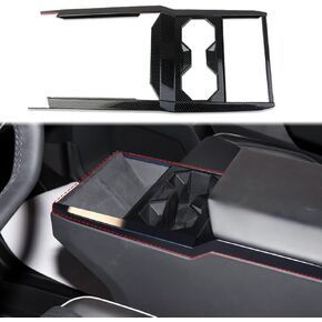 Carbon Fiber Style Central Control Cup Holder Wireless Charging Slot Frame Trim Accessories for Tesla Cybertruck (Matte Surface)