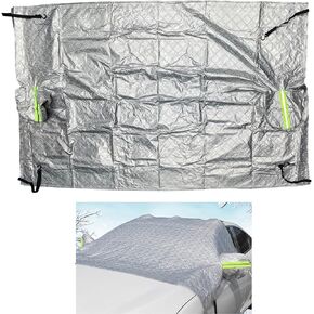 Windshield Snow Cover, Car Windshield Cover for Ice and Snow, Thickened Waterproof Antifreeze with Reflective Strips Snow Sun Shield, Windproof Sunshade Cover for Cars, Universal for Cars (Silver)
