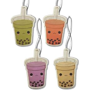 Boba Milk Tea Novelty Air Freshener for Car - Sweet Coffee Scented - Kawaii Car Accessory (Assorted (4 Colors))