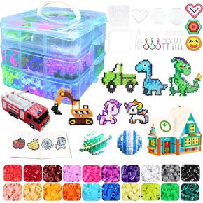 Fuse Beads Kit for Kids - 11000 Fuse Beads, 36 Colors 5mm Beads Craft Set with Storage Box, Pegboards, Ironing Paper and Accessories, Arts and Crafts Set Toys Gifts for Girls & Boys Birthday Christmas
