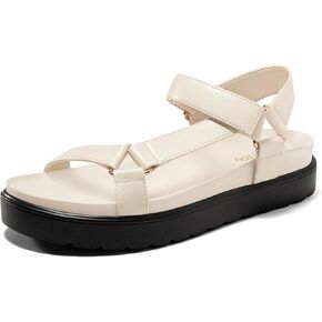 Coutgo Womens Platform Sandals Comfortable Arch Support Footbed Adjustable Ankle Strap Summer Beach Flat Sandals