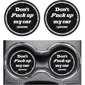 4 Pack Bling Car Cup Coaster, 2.75 Inch Silicone Anti-Slip Car Cup Holder Coaster, Crystal Car Drink Cup Mat for Women Girls, Universal Vehicle Interior Decor Accessories (Purple)