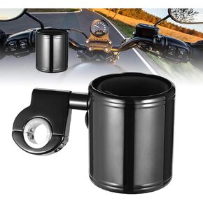 Motorcycle Handlebar Cup Holder, Chrome Motorcycle Handlebar Mount, Cup Drink Water Bottle Holder for Handlebar, Armrest, Roll Bar (Black)
