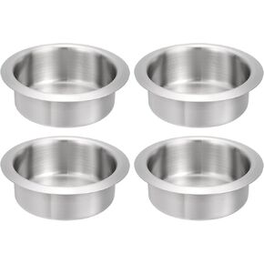 uxcell 4 Pcs 201 Stainless Steel Drop-in Cup, 1.38" x 4.2" Drink Can Holder Poker Table Cup Holder Insert for Sofa Boat Car Marine, Silver
