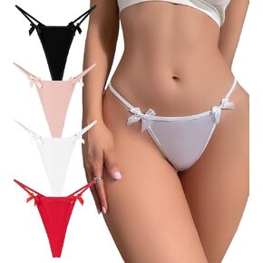G-String Thongs for Women Low Waist Sexy Underwear No Show Cheeky T-Back Bikini Panties 4 Pack