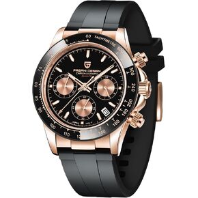 CEYADG Pagani Design Watches for Men Daytona Homage Quartz Chronograph Watch Japan VK63 Movement Ceramic Bezel Screw Down Crown Waterproof Sport Rubber Strap Mens Watches