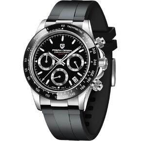 ساعات CEYADG Pagani Design للرجال Daytona Homage Quartz Chronograph Watch Japan VK63 حركة السيراميك الحافة المسمار أسفل التاج مقاوم للماء الرياضة المطاط حزام الرجال الساعات
