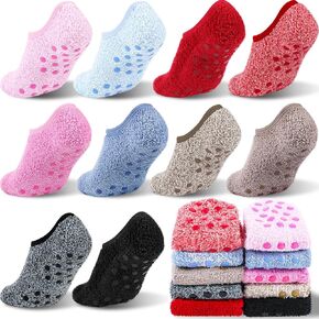 Toulite 20 Pairs Non Slip Ankle Hospital Socks Thick Cozy Fuzzy Socks Thick Warm Slipper Socks with Grips for Women Adult House Home Yoga Hospital