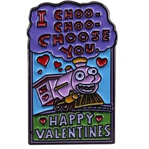 Ralph Lisa Valentine's Day I Choo Choo Choose You Card Train Love Hearts Animated Cartoon Comedy TV Show Animation Funny Humor Joke 1.3" Enamel Pin Badge