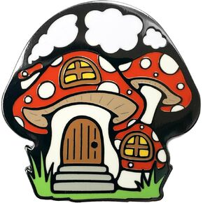 Mushroom House Enamel Lapel Pin
