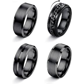 YADOCA Stainless Steel Rings for Mens Wedding Band Silver Black Fidget Ring Anxiety Relief Simple Engagement Promise Wedding Rings for Men and Women