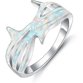 Opal Crown of Thorns Ring，Men's Women's Branch Shape Fashion Look Lucky Ring，Opal Ring for Women Men Birthstone Anniversary Ring Size 5 to 9