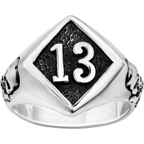 AeraVida Lucky Number 13 Round Skull .925 Sterling Silver Ring