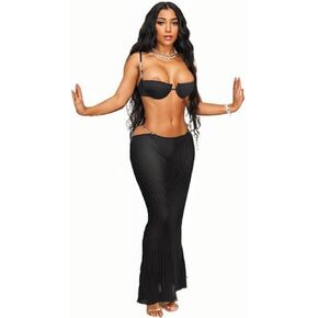 Women's Fashion Sexy Lace See-Through Slim Party Club Long Dresses