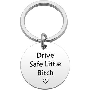 Beeshion Driver Gifts Drive Safe Little Bitch Keychain Funny Keychain for Her New Driver Gift Sister Gift