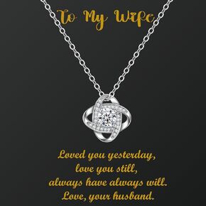 Gifts for Wife - Best Gift Ideas for Wife from Husband, To My Wife Necklace, Romantic Wife Gifts for Anniversary Mother's Day Christmas Valentine's Day Birthday - Love Knot Pandent Necklaces Jewelry