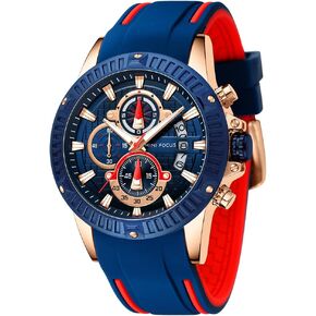 AIMES Mens Watches Fashion Casual Sport Chronograph Waterproof Military Watches Stylish Silicone Strap Business Work Wrist Watch