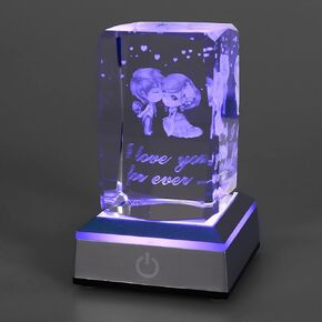 DUOQIAN I Love You 3D Rose Heart في كريستال بلوم كامل مع قاعدة عرض LED ملونة، أنا أحبك هدية لصديقة زوجة أمي عمة امرأة عيد ميلاد عيد الميلاد عيد الأم هدايا عيد الحب