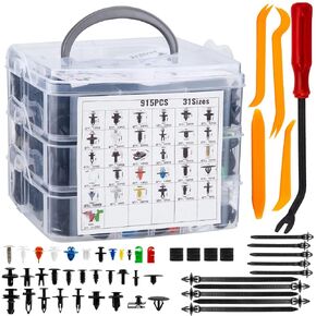 OCGIG 970 PCS Car Push Retainer Clips & Auto Fastener Trim Clips Kit, with 31 Most Popular Sizes Nylon Bumper Fender Rivets and Door Panel Fastener Removal Tool for GM Toyota Honda Mazda Nissan