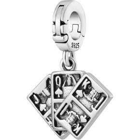 Decks Of Cards Poker Multi-Clasp Clip On Pendant 925 Sterling Silver Charm For Pandora & Other Charm Bracelets/Necklaces