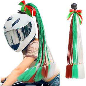 Helmet Pigtail with Detachable Suction Cup Motorcycle Helmet Ski Helmet Ponytail Bicycle Helmet Braids Hair Tails for Any Helmets Decorations 24inch (Helmet not Included)