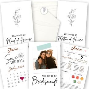 Will You Be My Bridesmaid Card - 8 Bridesmaid Proposal Card, 1 Will You Be My Maid Of Honor Card, 1 Will You Be My Matron Of Honor Proposal, Bridesmaid Proposal Gifts Ideas and Stickers