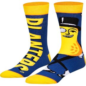 Odd Sox, Men's Funny Designer Novelty Food Socks, Planters Crew, Large Adult