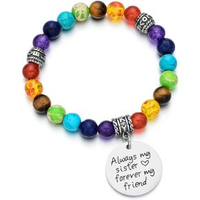 Step Sister Inspiration 7 Chakra Beads Bracelet Birthday Graduation Jewelry Gift for Sister