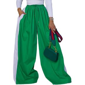 KANSOON Wide Leg Pants Woman Casual Elastic High Waisted Palazzo Lounge Pants Loose Pleated Drawstring Trousers