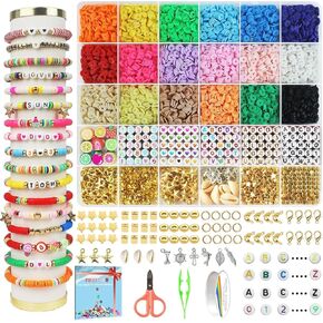 Redtwo 10000 Pcs Clay Beads Bracelet Making Kit, 3 Boxes 60 Colors Flat Preppy Beads for Friendship Bracelet Kit, Polymer Heishi Beads with Charms for Jewelry Making, Crafts Gifts for Teen Girls