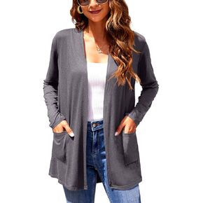 Newchoice Womens Long Sleeve Cardigans Lightweight Soft Open Front Drape Cardigan Dusters with Pockets