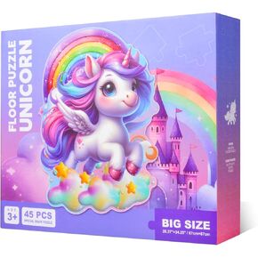 45 Pcs Unicorn Floor Puzzle for Kids Ages 3-6 Years Old- Large Toddler Puzzles Set, Educational Unicorn Activity Toys for 3 4 5 6 7 8 Girls Boys, Christmas Birthday Day Gifts Ideas