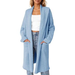 Saodimallsu Womens Oversized Long Cardigan Hooded Chunky Knit Open Front Sweaters with Pockets