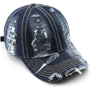 Trendy Washed Distressed Baseball Cap Vintage Cotton Canvas Unstructured Dad Hat Adjustable Headwear for Men Women