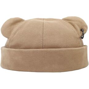 Fall Winter Beanie Hats for Women Men Bear Ear Skull Cap Brimless Cap Adjustable Docker Cap