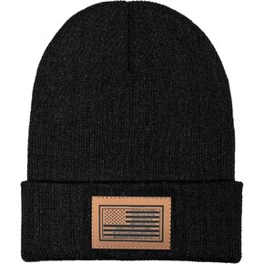 Faith Over Fear Beanie with Leather Beanie Hat for Men Women Gifts for Dad Knit Hat Warm Knitted Winter Cap