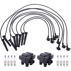 ApplianPar Ignition Coil and Spark Plug Wire Set for Ford F150 F250 E150 E250 Explorer Expedition Mustang Crown Victoria 4.6 5.0