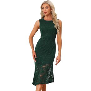 Allegra K Lace Dress for Women's Asymmetric Mermaid Sleeveless Bodycon Evening Cocktail Dresses