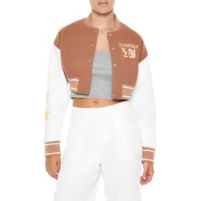 Forever 21 Women's Cropped Varsity Letterman Jacket