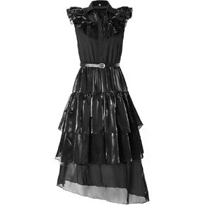 Costume Dress Women Black Cosplay Halloween Party Dress Up Gothic Costume with Belt