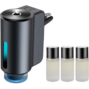 معطر هواء السيارة الذكية، موزع معطر هواء للسيارة، موزع روائح السيارة قابل لإعادة الشحن، 3 مستويات من موزع روائح السيارة الذكي القابل للتعديل مع 3 زجاجات من الكولونيا، عطر رجالي، أبيض in Kuwait