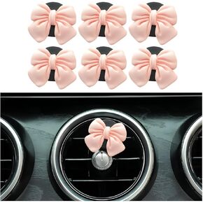 Mandark 6PCS Bow Car Air Vent Clip, Cute Girly Vehicle Air Conditioning Clip for Women and Girls, Aesthetic Automotive Interior Decoration Stuff Accessories, Universal for Most Cars (Red)