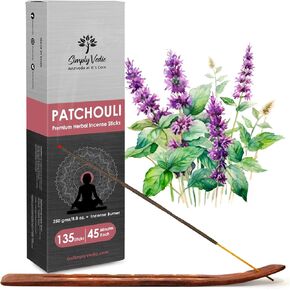 Patchouli Incense Sticks 250-Grams (Approx 135 Premium Incense Stick + Incense Holder)| Lasts 60-Minutes, Ideal for Meditation, Yoga, Spiritual Healing, Prayers, Aromatherapy