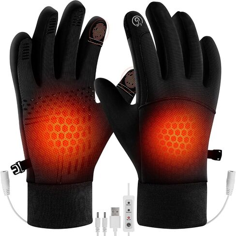 USB Heated Gloves for Men Women, Full Finger Hand Warmers Gloves 3 Levels Temperature Thermal Heated Mittens Double-Sided Heating Hand Warmers Winter Gifts for Outdoor Skiing Cycling (Grey in Saudi Arabia