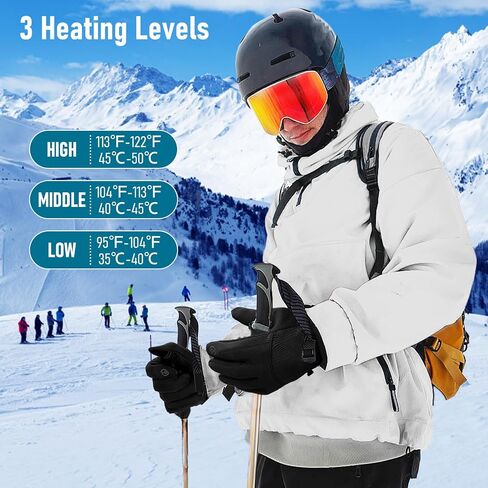 USB Heated Gloves for Men Women, Full Finger Hand Warmers Gloves 3 Levels Temperature Thermal Heated Mittens Double-Sided Heating Hand Warmers Winter Gifts for Outdoor Skiing Cycling (Grey in Saudi Arabia