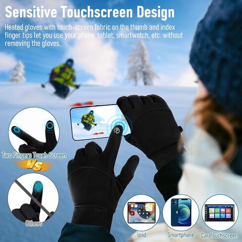 USB Heated Gloves for Men Women, Full Finger Hand Warmers Gloves 3 Levels Temperature Thermal Heated Mittens Double-Sided Heating Hand Warmers Winter Gifts for Outdoor Skiing Cycling (Grey in Saudi Arabia